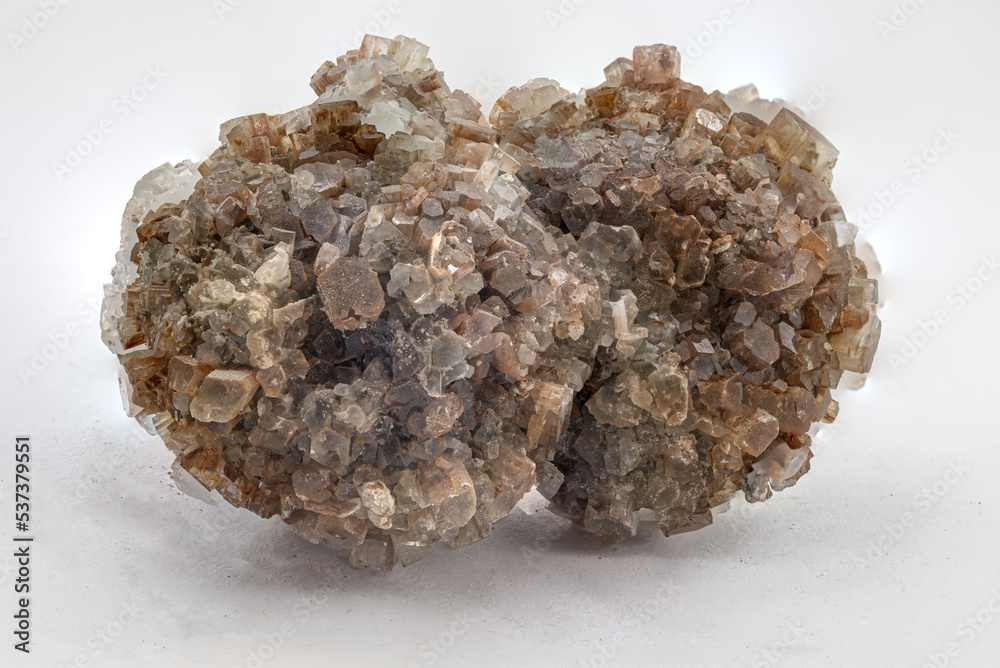 aragonite mineral sample on white background
