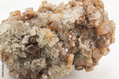 aragonite crystals on white background
