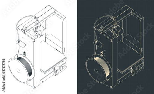 3D Printer isometric blueprints