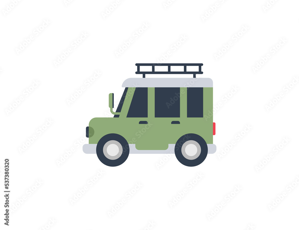 SUV vector isolated emoji icon. Off road emoticon