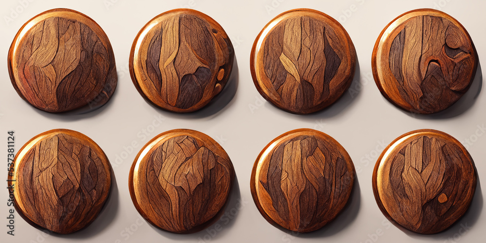 Round wooden buttons on a white background decorative design. Round wooden buttons on a white background decorative design.