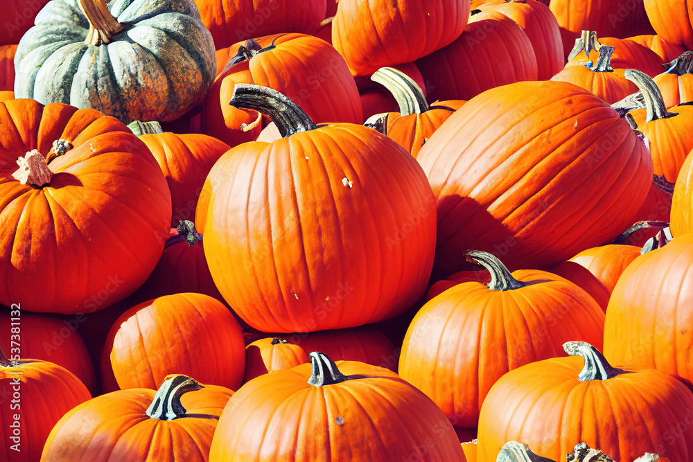 Harvested orange pumpkins background. Can be used as banner Harvested orange pumpkins background. Can be used as banner