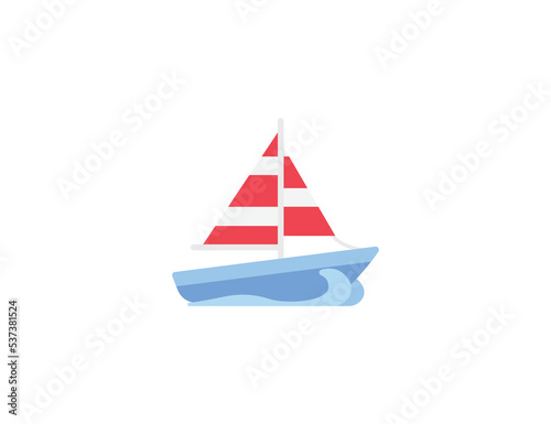 Sailboat Vector Isolated Emoticon. Sailboat Icon