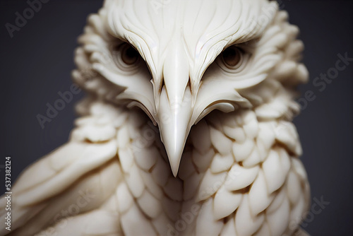 3D composite illustration of Stylized Eagle made of white marble. Sculpture. 3D rendering. Semi Neural Network Generated. Art	