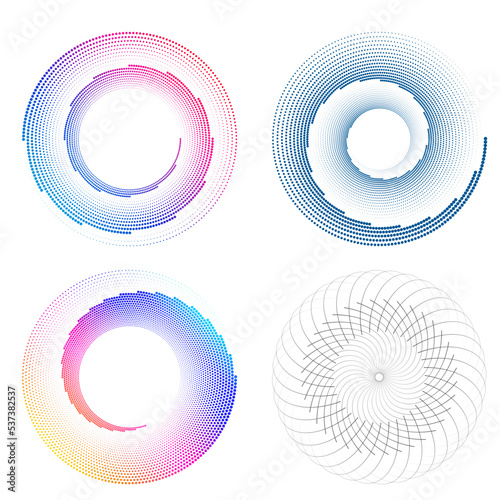 Set Design elements symbol Editable halftone frame dot circle pattern on white background. Vector illustration eps 10 frame with black random dots. Round border Icon using halftone circle dots text