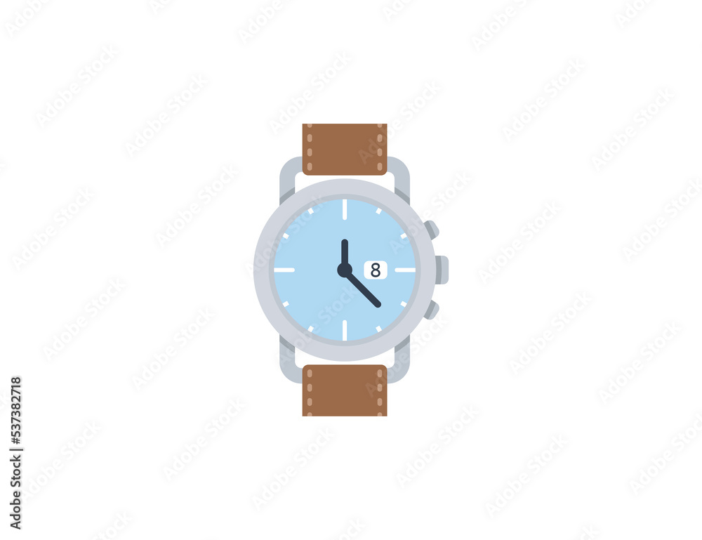 Wristwatch vector isolated icon. Emoji illustration. Watches vector