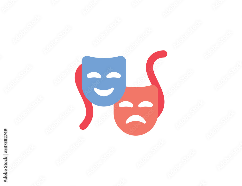 Performing Arts Masks Vector Isolated Emoticon. Theatre Icon Performing Arts Masks Vector Isolated Emoticon. Theatre Icon