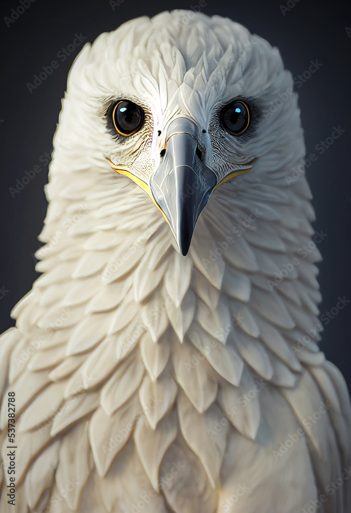 Obraz premium 3D composite illustration of Stylized Eagle made of white marble. Sculpture. 3D rendering. Semi Neural Network Generated. Art 