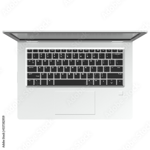 3d rendering illustration of a notebook laptop computer