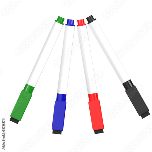 3d rendering illustration of magnetic whiteboard pen markers