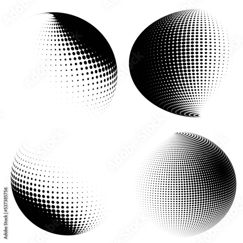 Set Design elements symbol Editable icon - Halftone circles, halftone dot pattern on white background. Vector illustration eps 10 frame with black abstract random dots for technology, electronic