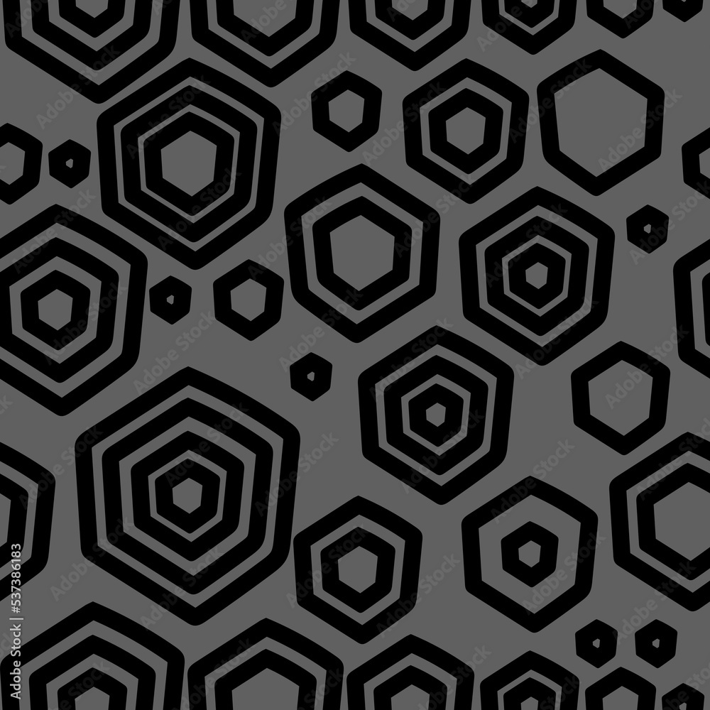 Vector. The texture of the contour hexagon. Monochrome, black and white, grey geometric seamless pattern. Mosaic abstract background. Hexagonal repeating hand drawn geometric polygon texture. Vector. The texture of the contour hexagon. Monochrome, black and white, grey geometric seamless pattern. Mosaic abstract background. Hexagonal repeating hand drawn geometric polygon texture.