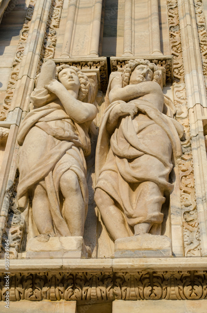detail of the facade of the cathedral country