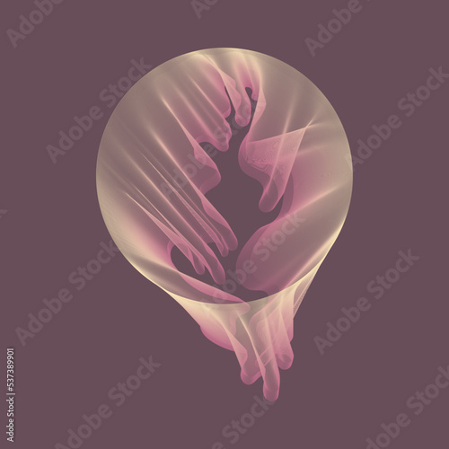 Colourful blend of colors in dynamic composition. Flying medusa. 