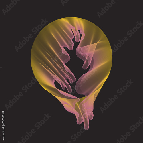 Colourful blend of colors in dynamic composition. Flying medusa. 