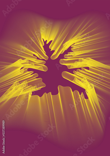 Colourful blend of colors in dynamic composition. Flying medusa. 
