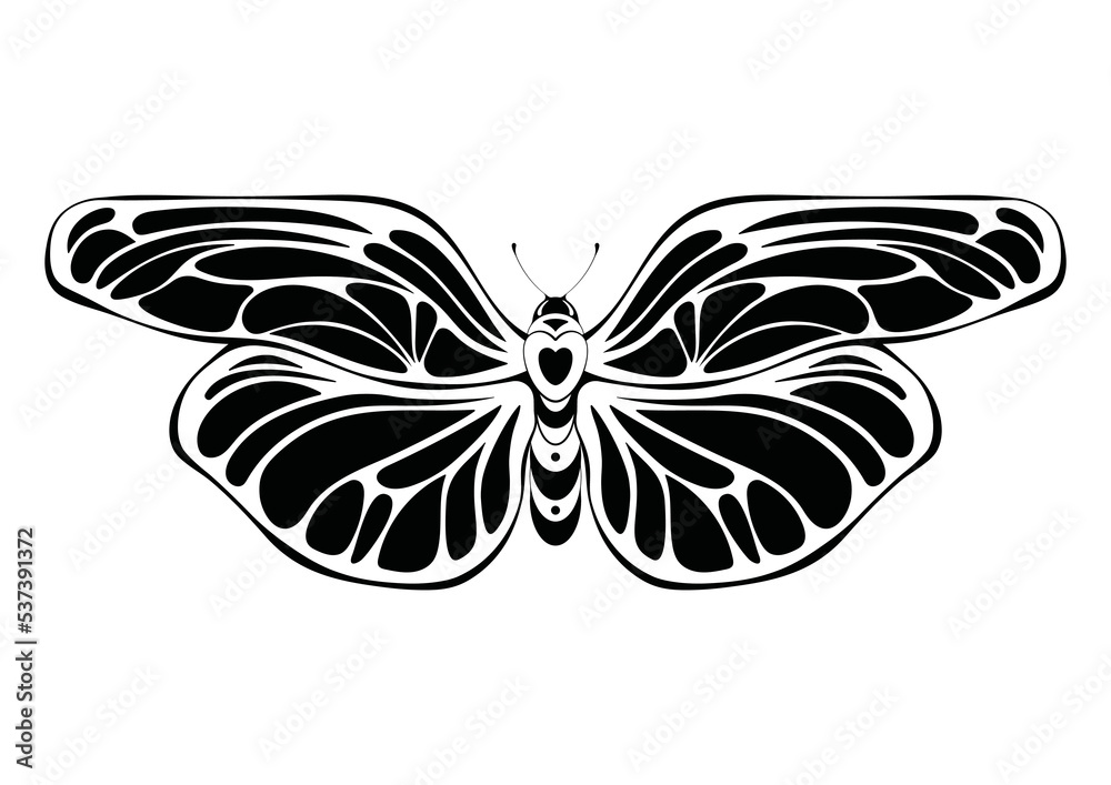 Fototapeta premium Butterfly vector illustration. Vector silhouette isolated on white background.
