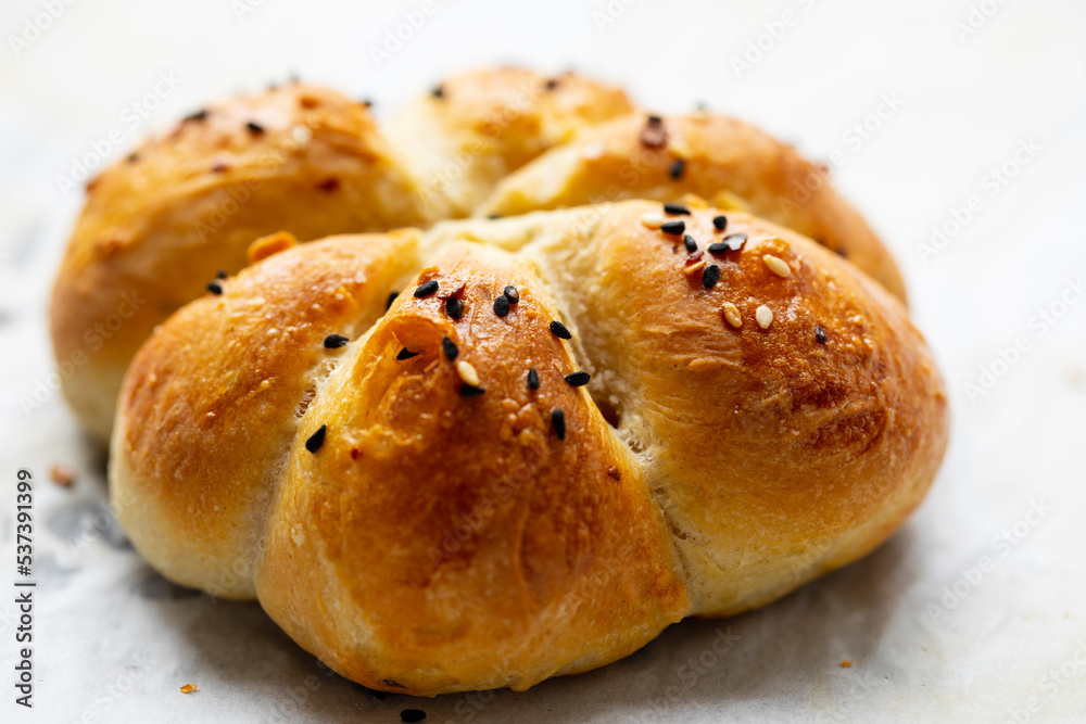 Freshly baked home made bread roll Freshly baked home made bread roll