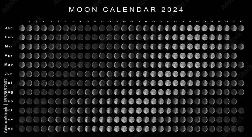 Moon Calendar 2024 Southern Hemisphere Stock Illustration Adobe Stock