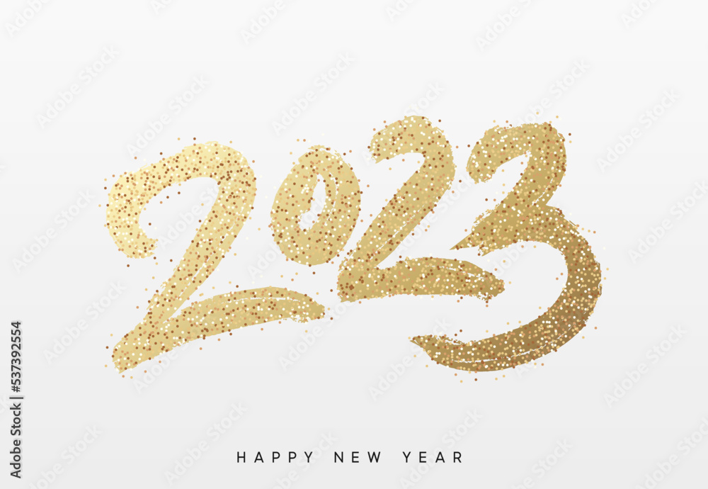 Happy new year 2023 handwritten calligraphy, typography lettering text. vector illustration Happy new year 2023 handwritten calligraphy, typography lettering text. vector illustration