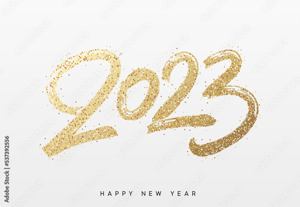Happy new year 2023 handwritten calligraphy, typography lettering text. vector illustration Happy new year 2023 handwritten calligraphy, typography lettering text. vector illustration