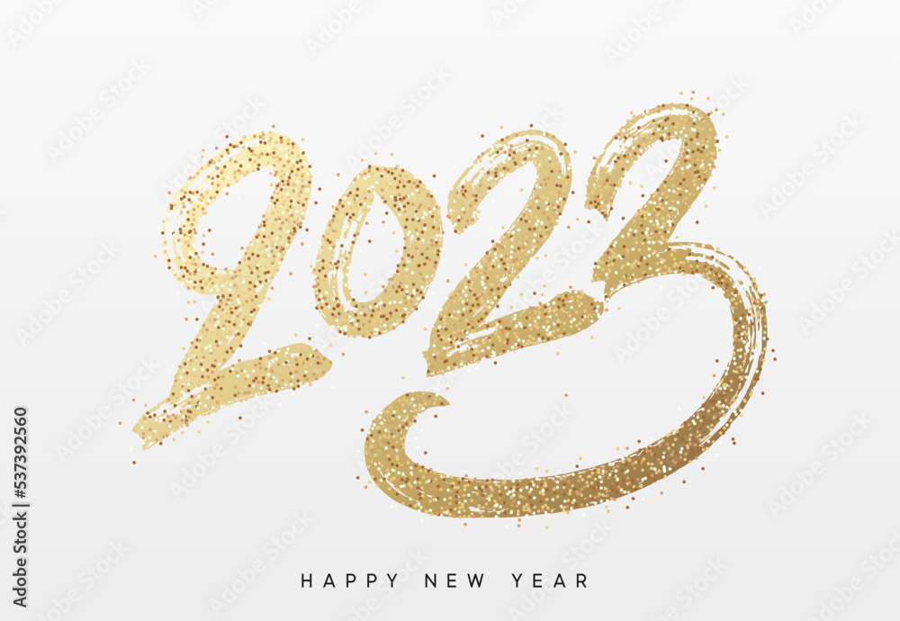 Happy new year 2023 handwritten calligraphy, typography lettering text. vector illustration Happy new year 2023 handwritten calligraphy, typography lettering text. vector illustration