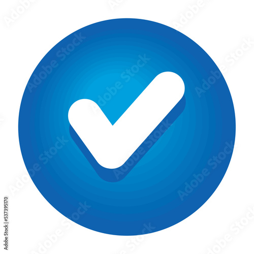 check symbol blue button