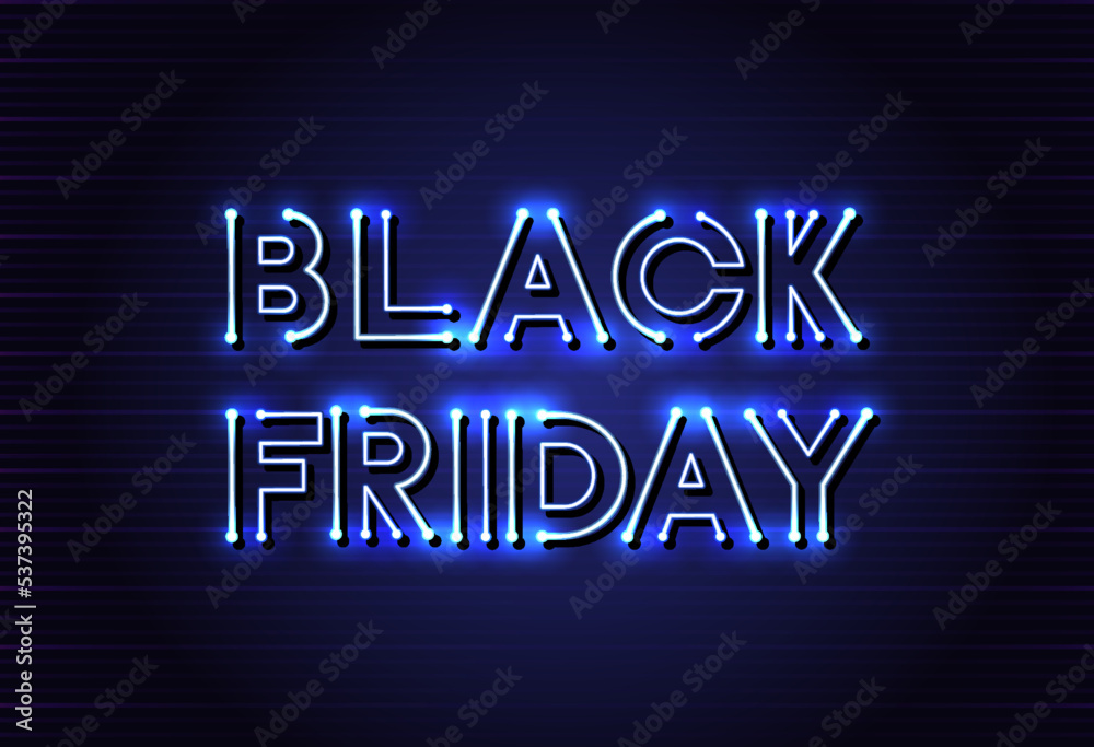 Fototapeta premium Black friday with neon led light banner. Modern vector background banner design for promotions, advertising, web, social and ads