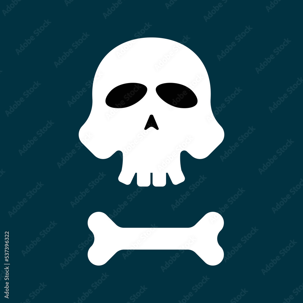 Skull and bone icon flat design - vector illustration Skull and bone icon flat design - vector illustration