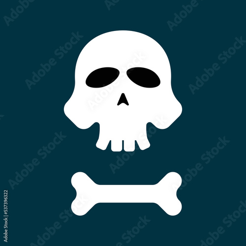 Skull and bone icon flat design - vector illustration