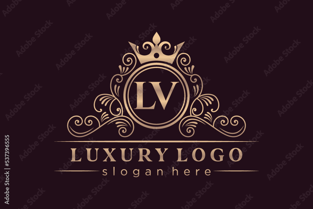 LV Initial Letter Gold calligraphic feminine floral hand drawn heraldic  monogram antique vintage style luxury logo design Premium Vector Stock  Vector