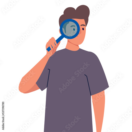 man using magnifying glass