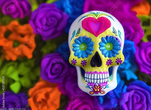 A 3d render of a sugar skull (day of the dead)