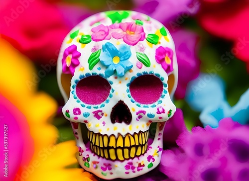 A 3d render of a sugar skull (day of the dead)