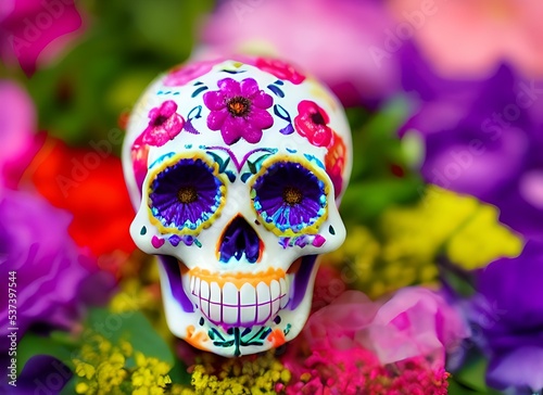 A 3d render of a sugar skull (day of the dead)