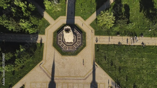 Aerial: Monument of Memory and Unity installed in the city of Maikop photo