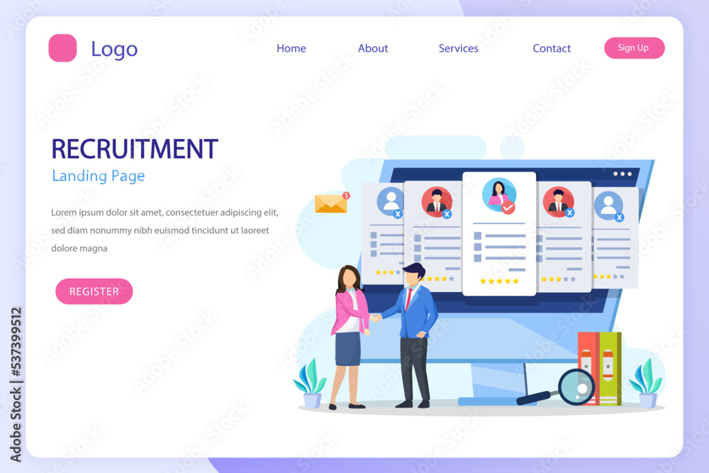 Hiring and recruitment concept. Job interview, recruitment agency vector illustration. Hiring and recruitment concept. Job interview, recruitment agency vector illustration.
