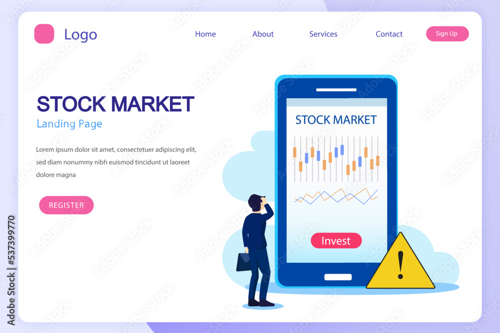 Investing in the Stock Market. People trading stock online, Flat vector template Style Suitable for Web Landing Page. Investing in the Stock Market. People trading stock online, Flat vector template Style Suitable for Web Landing Page.