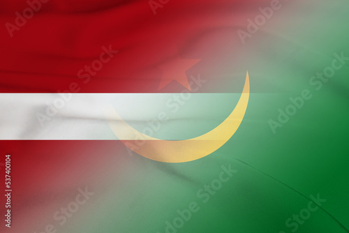 Latvia and Mauritania political flag transborder contract MRT LVA photo