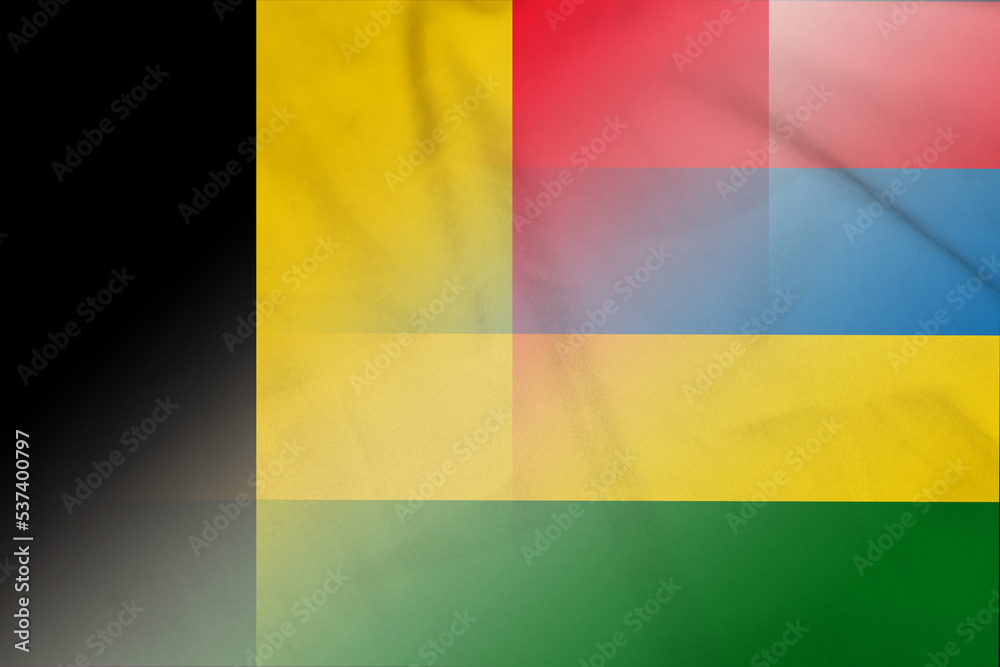 Fototapeta premium Belgium and Mauritius government flag international relations MUS BEL