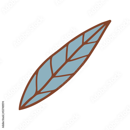 Retro groovy boho leaf. Doodle floral element