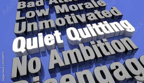 Quiet Quitting Disengaged Worker Employee No Ambition 3d Illustration photo