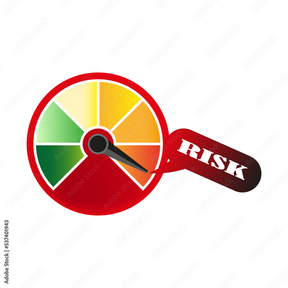 Speedometer risk. Health investment concept. Risk management concept. Vector illustration. Stock picture. 