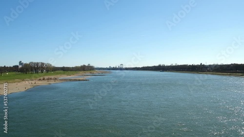 view over river rhein in northern cologne