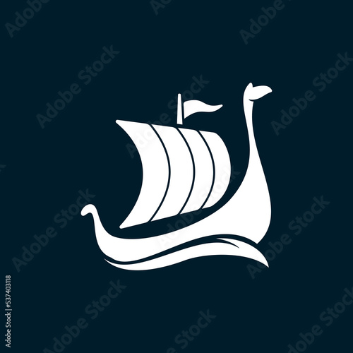Viking Valhalla Boat Logo Design