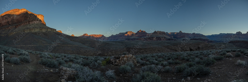 Morning LIght Begings to Creep Into Grand Canyon From The Tonto Trail
