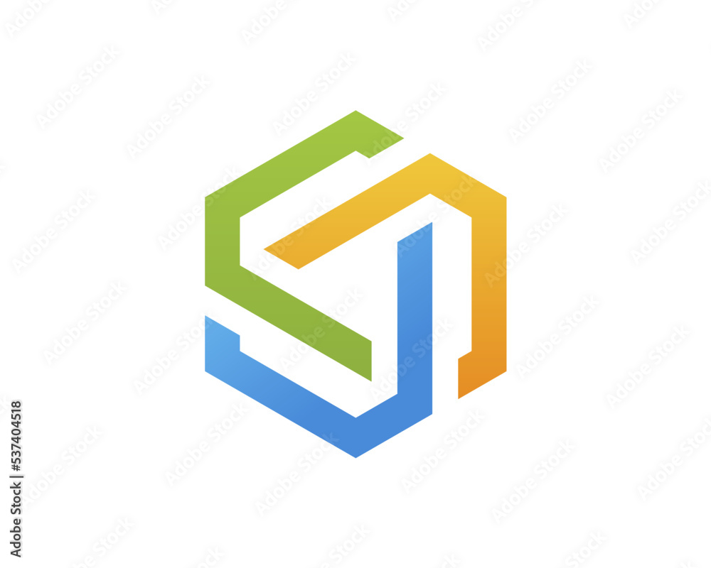 Triangle line forming a hexagon shape logo Triangle line forming a hexagon shape logo