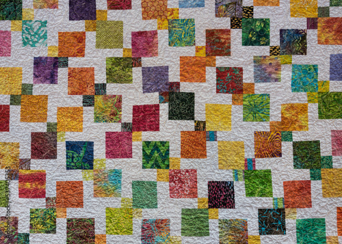 Bold Colored Squares Across Quilt