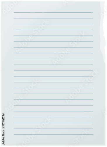White A4 paper sheet isolated with line stitches. Notebook mockup, with place for your image, text or corporate identity details. Blank mock up vector illustration. Textbook template for notice