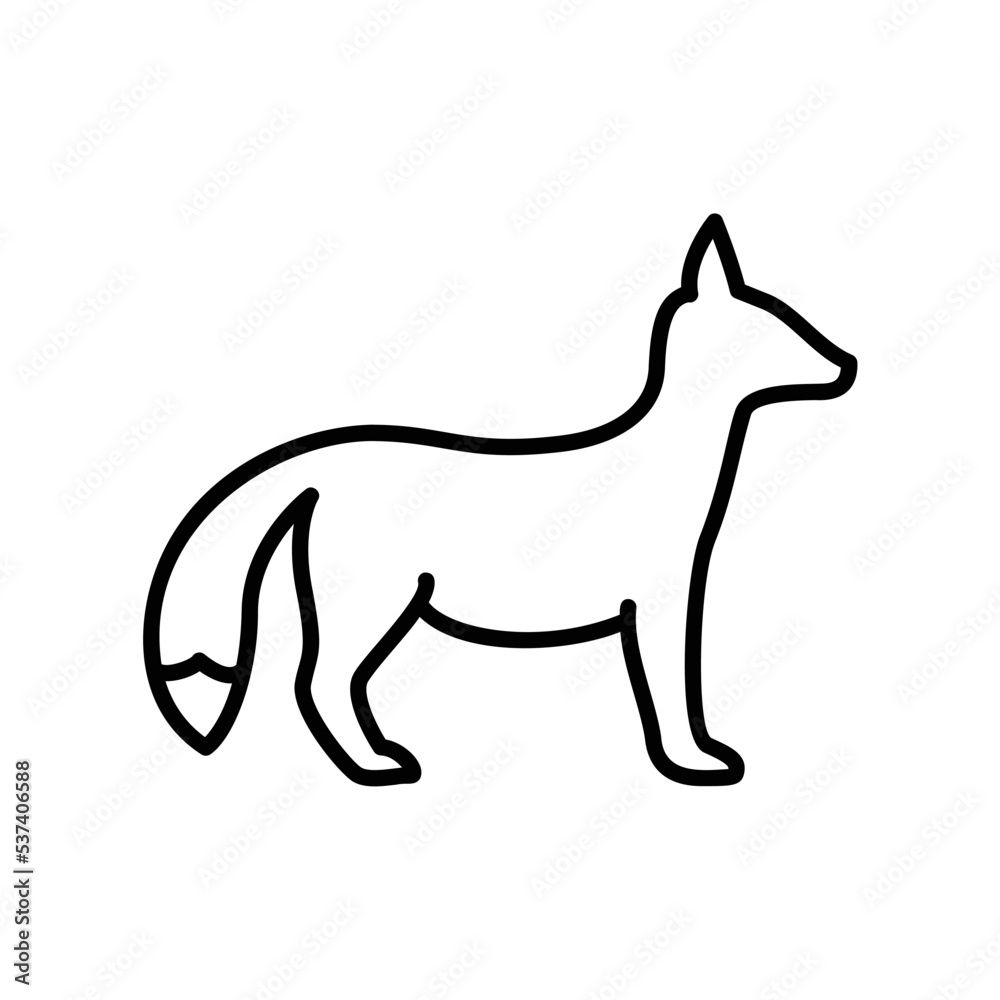 Fox icon for wildlife animal in black outline style